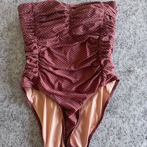 J. Crew Red and White One Piece Swimsuit with Classic Silhouette